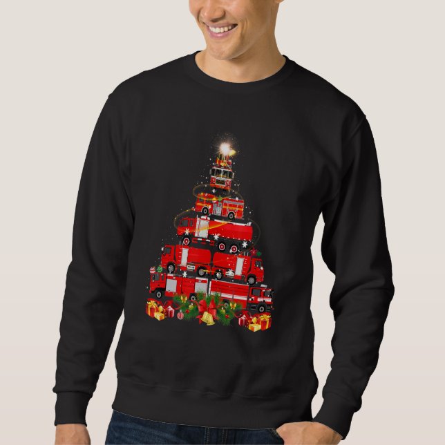 Sudadera Firefighter Fire Truck Christmas Tree Xmas (Anverso)