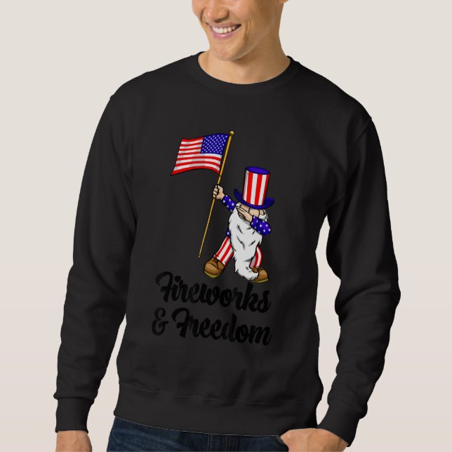Sudadera Fireworks & Freedom Gnome   Women America Flag Lov (Anverso)
