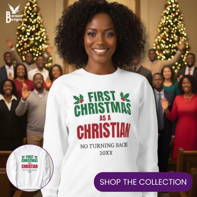 Sudadera FIRST CHRISTMAS AS A CHRISTIAN New Believer (FIRST CHRISTMAS AS A CHRISTIAN sweatshirt with customizable text. Ideal gift for new believers.)