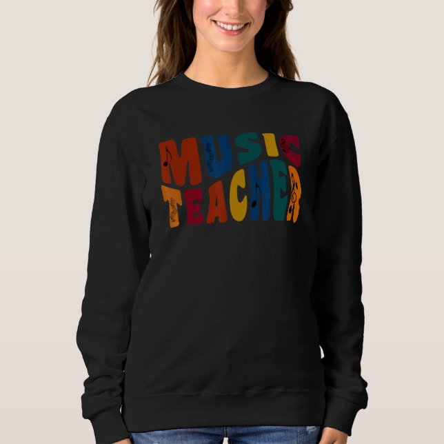 Sudadera First Day Of Back To School Retro Music Teacher's  (Anverso)