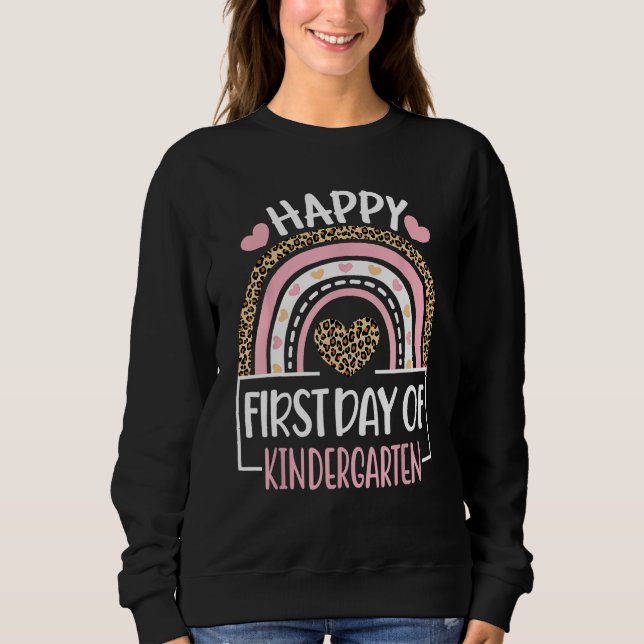 Sudadera First Day Of Kindergarten  Back To School Leopard  (Anverso)