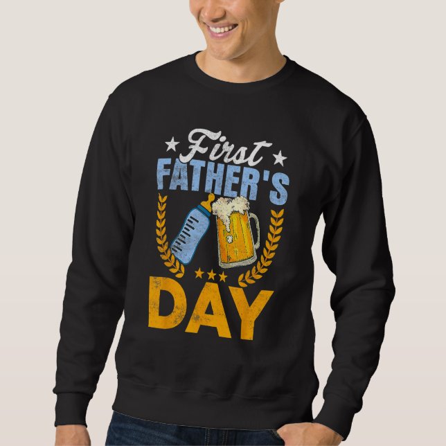 Sudadera First Father s Day  Beer Baby Bottle Dad Daddy Men (Anverso)