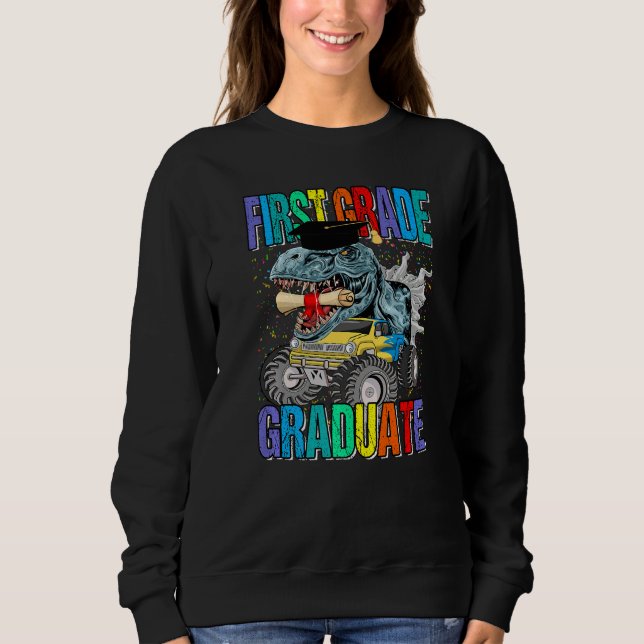 Sudadera First Grade Graduate Monster Truck Dinosaur Gradua (Anverso)