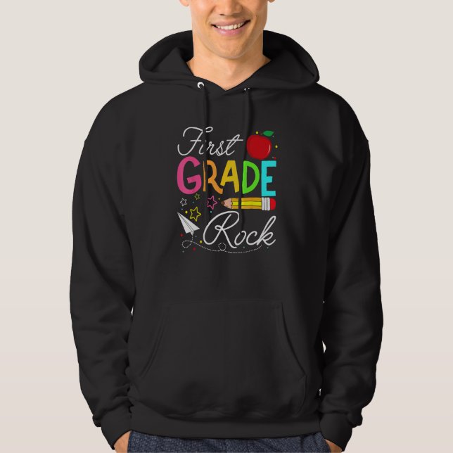 Sudadera First Grade Rocks  Team 1st Grade Teacher (Anverso)