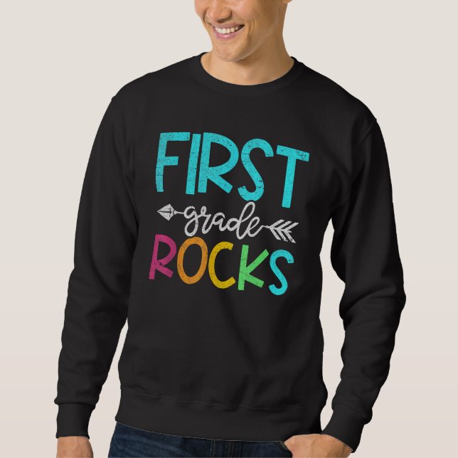 Sudadera First Grade Rocks  Team 1st Grade Teacher 2 (Anverso)