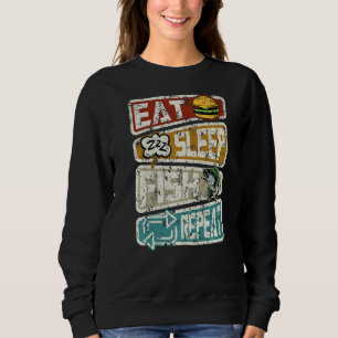 Sudadera Fisherman Gracioso Pescador Comer Pescado Dormido