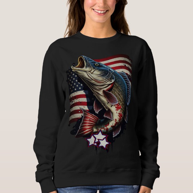 Sudadera fishing 4th of july fisherman bass & usa flag (Anverso)