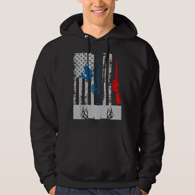 Sudadera Fishing And Deer Hunting American Flag For Hunter  (Anverso)
