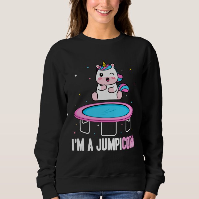 Sudadera Fitness Fan Unicorn  Motivation Trampoline Jumping (Anverso)