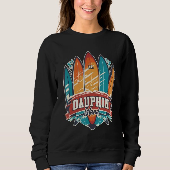 Sudadera FIVE VINTAGE SURFBOARDS  Dauphin Island Beach AL (Anverso)