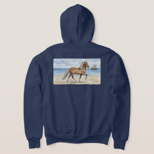 Sudadera Fjara Caballo islandés acuarela en la playa 