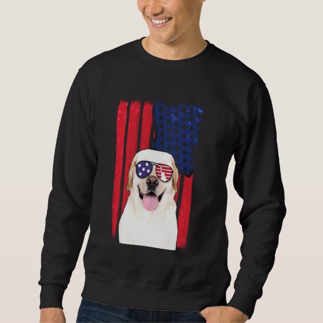 Sudadera Fl Estadounidense Patriótico Labrador Perro 4 De J (Anverso)