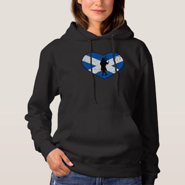 Sudadera Flag of Scotland Heart Bagpipe Player Silhouette (Anverso)