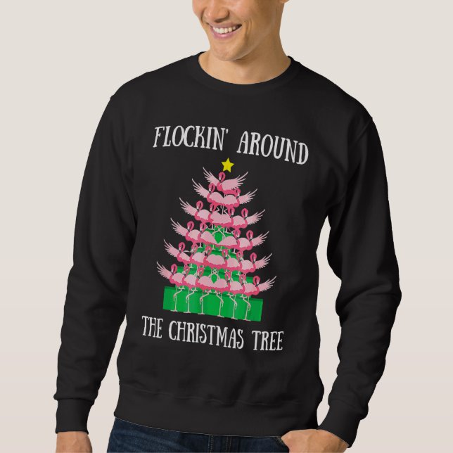 Sudadera Flamenco alrededor de las luces del árbol de Navid (Anverso)