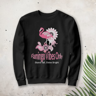 Sudadera Flamenco Rosa Pájaro Tropical Caprichoso Negro Mod