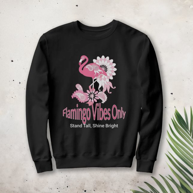 Sudadera Flamenco Rosa Pájaro Tropical Caprichoso Negro Mod (Subido por el creador)