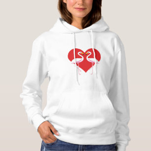 Sudadera Flamencos blancos rosados con corazón rojo