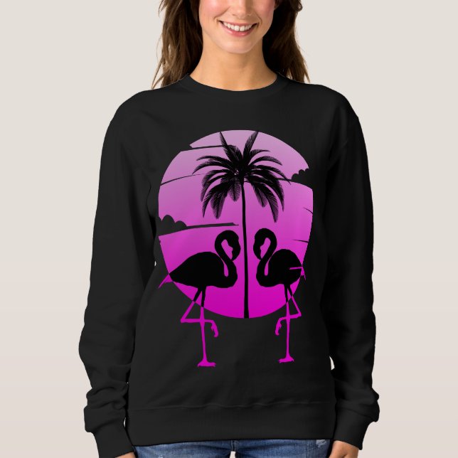 Sudadera Flamencos Pájaro Silueta Rosa (Anverso)