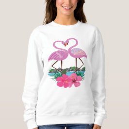 Sudadera Flamencos rosados tropicales en amor, mujeres