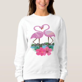 Sudadera Flamencos rosados tropicales en amor, mujeres