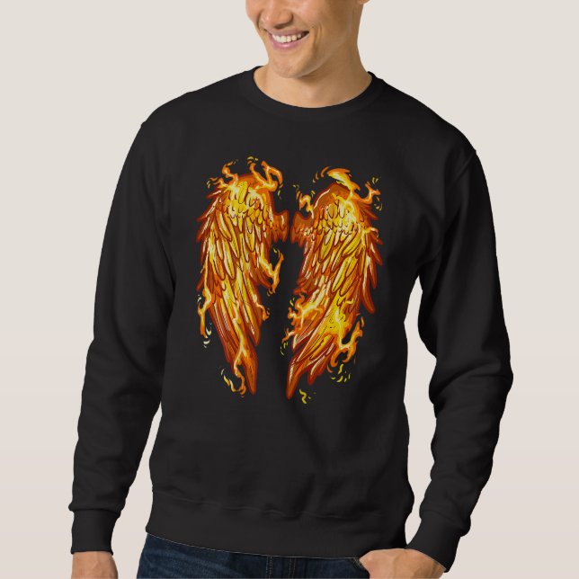 Sudadera Flaming Angel Wings On Back Fire Feathers (Anverso)