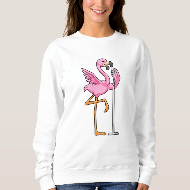 Sudadera Flamingo al cantar con micrófono (Anverso)