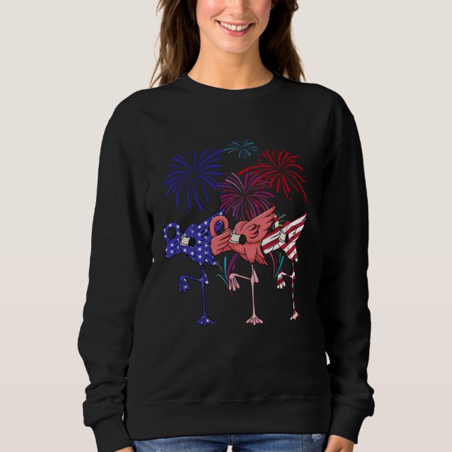 Sudadera Flamingo American Flag Firework Independence Day (Anverso)