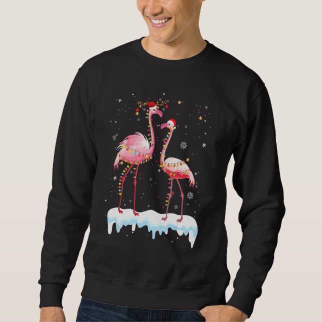 Sudadera Flamingo Árbol de Navidad Santa Hat navidad mora (Anverso)