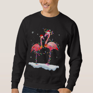 Sudadera Flamingo Árbol de Navidad Santa Hat Xmas Luz