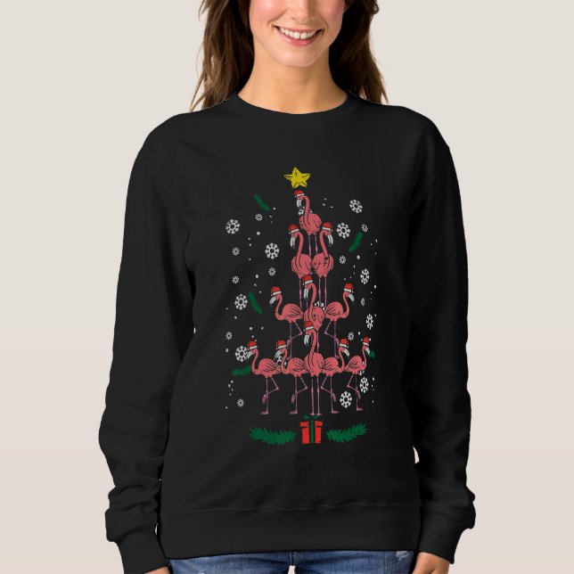 Sudadera Flamingo Christmas Tree Bird Animal Xmas Women (Anverso)