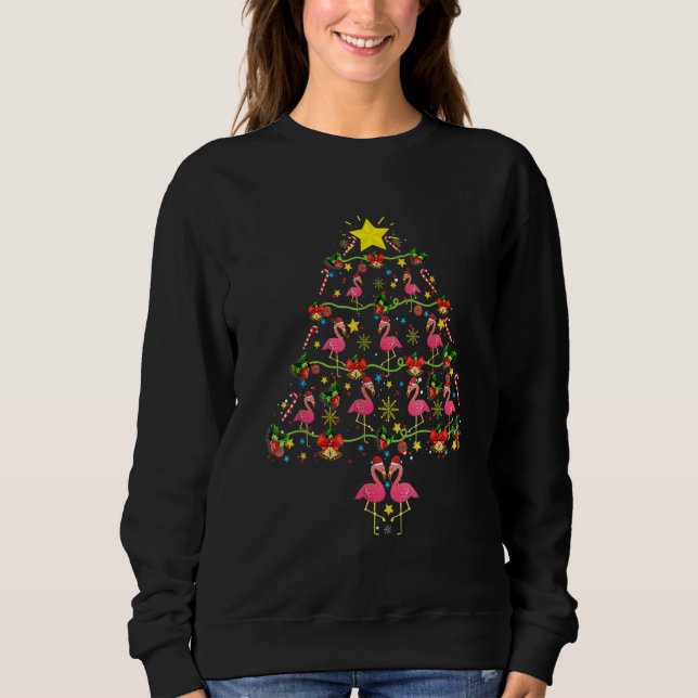 Sudadera Flamingo Christmas Tree Xmas Matching Family Group (Anverso)