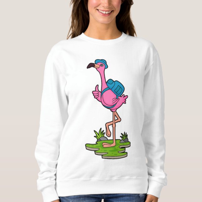 Sudadera Flamingo como excursionista con mochila (Anverso)
