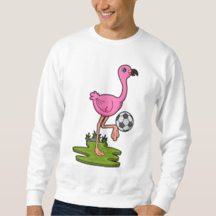 Sudadera Flamingo como jugador de fútbol con fútbol