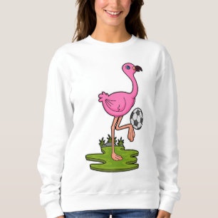 Sudadera Flamingo como jugador de fútbol con fútbol