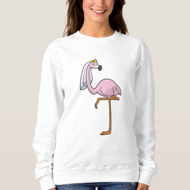 Sudadera Flamingo como novia en Boda con velo (Anverso)
