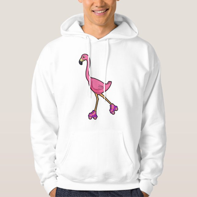 Sudadera Flamingo como patinador con patines (Anverso)