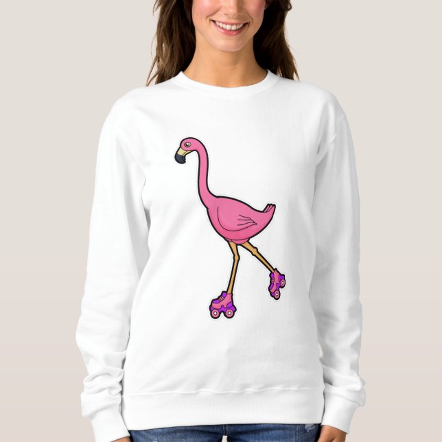 Sudadera Flamingo como patinador con patines (Anverso)