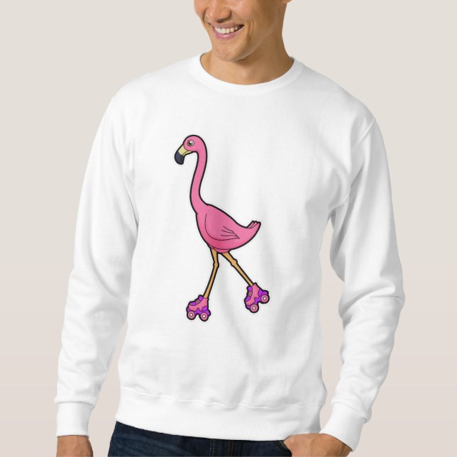 Sudadera Flamingo como patinador con patines (Anverso)