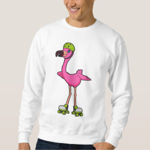 Sudadera Flamingo como patinador con patines y casco