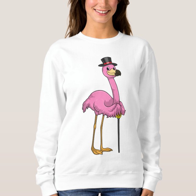 Sudadera Flamingo como pensionista con palo (Anverso)