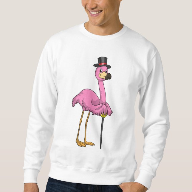 Sudadera Flamingo como pensionista con palo (Anverso)