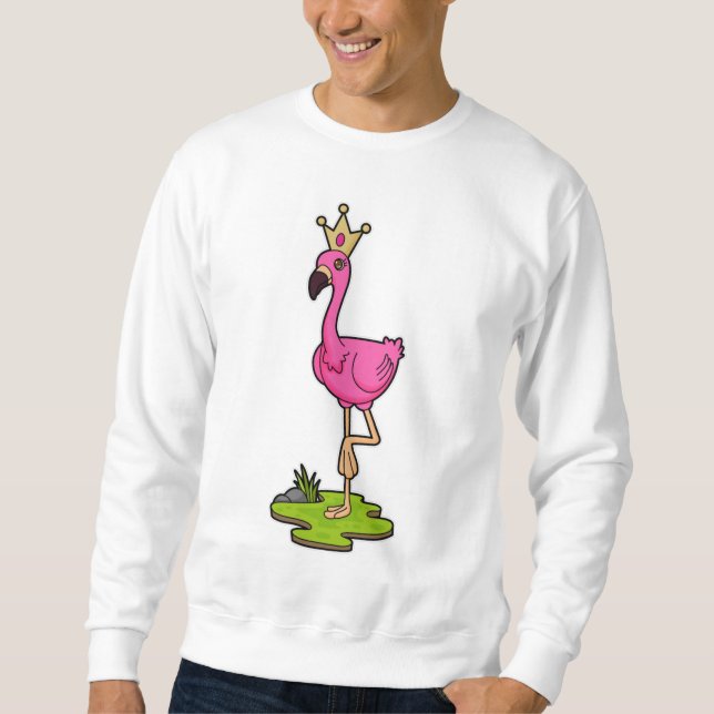 Sudadera Flamingo como princesa con corona (Anverso)