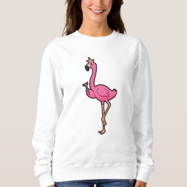 Sudadera Flamingo como rey con corona y personal (Anverso)