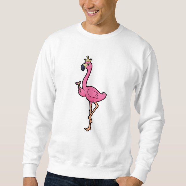 Sudadera Flamingo como rey con corona y personal (Anverso)