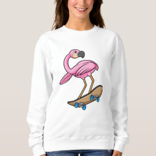 Sudadera Flamingo como Skater con Skateboard