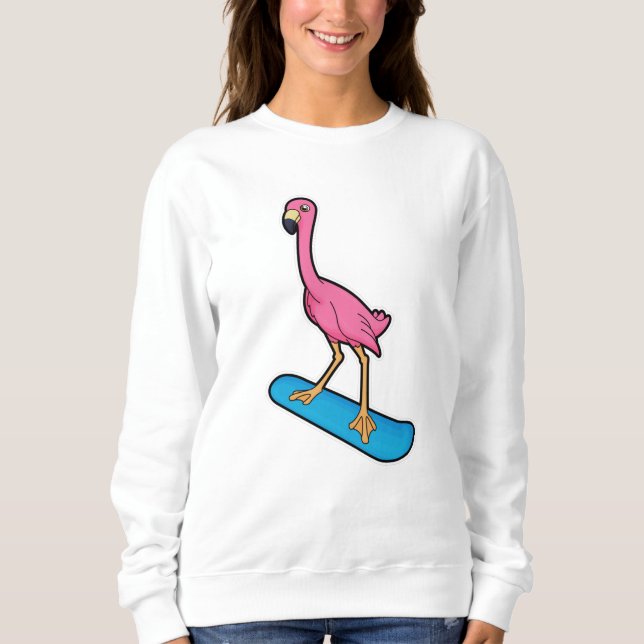 Sudadera Flamingo como snowboard con Snowbaord (Anverso)