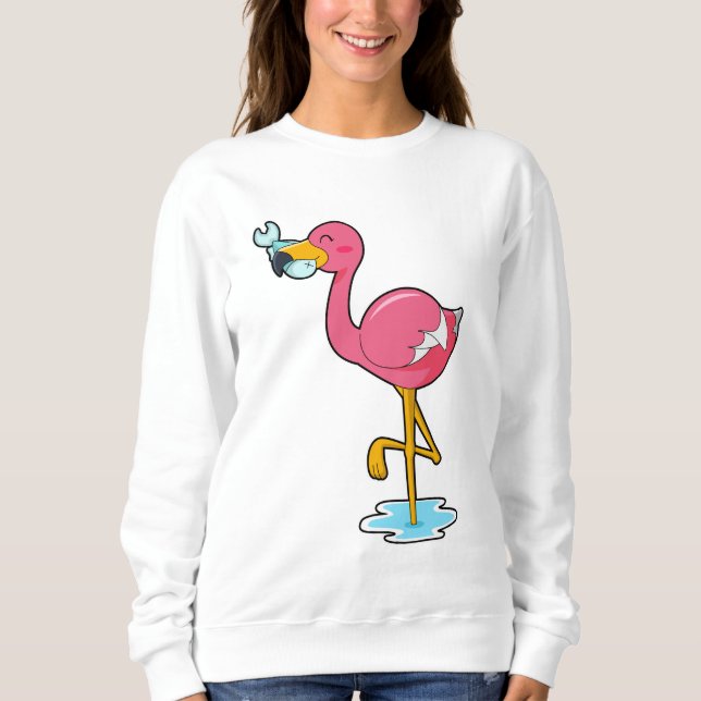 Sudadera Flamingo con pescado (Anverso)