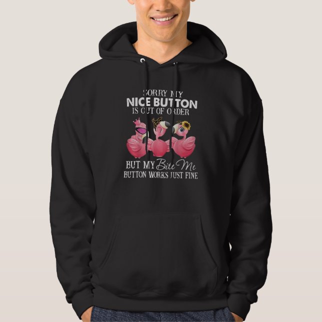 Sudadera Flamingo Cuerdo Pero Mi Botón Bite Me Funciona Ju (Anverso)