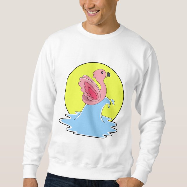Sudadera Flamingo en Surfing on Water (Anverso)