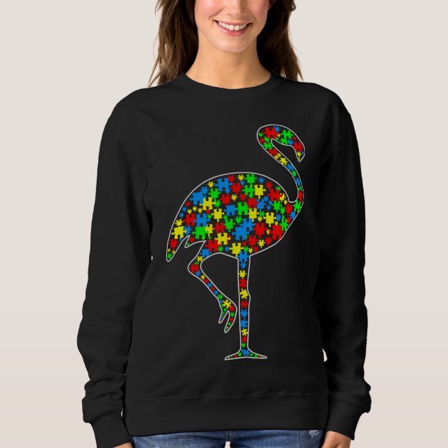 Sudadera Flamingo Funny Puzzle Animals Autism Awareness (Anverso)